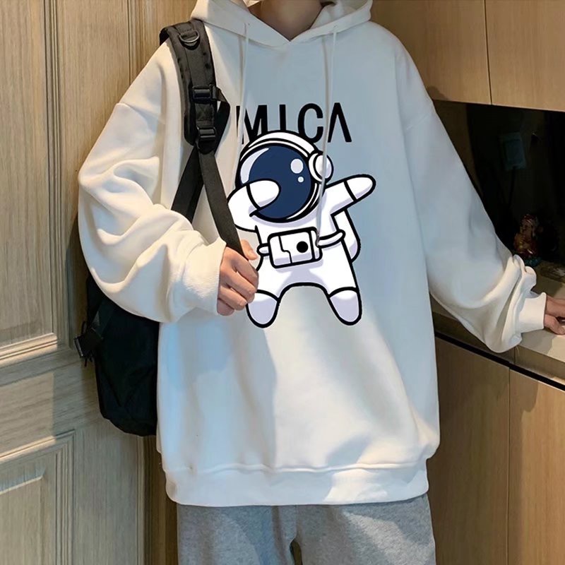 Áo khoác hoodie tay dài dáng rộng in hình phi hành gia phong cách đường phố Hàn Quốc size m-3xl