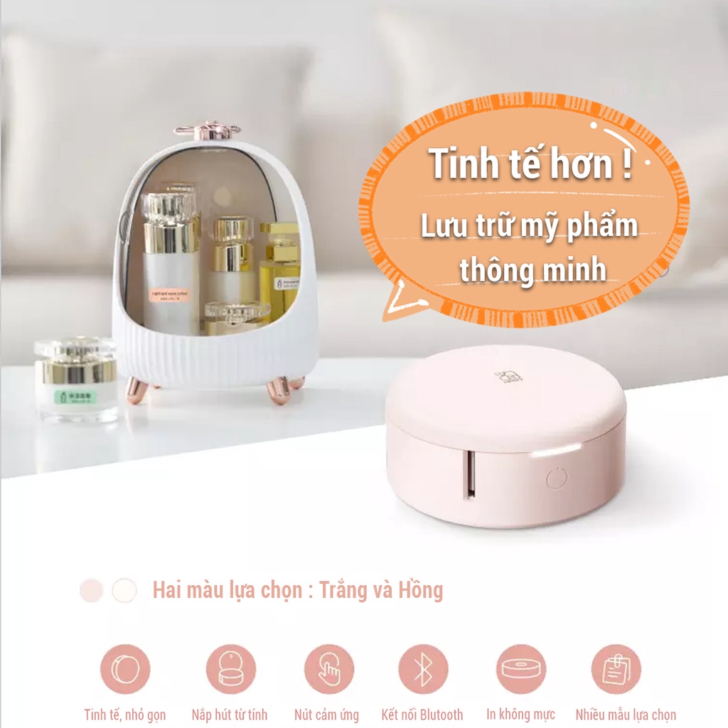 Máy in nhãn nhiệt hộp phấn hồng Shoptida H11 kết nối bluetooth thiết kế nhỏ gọn kèm 5 cuộn tem nhãn