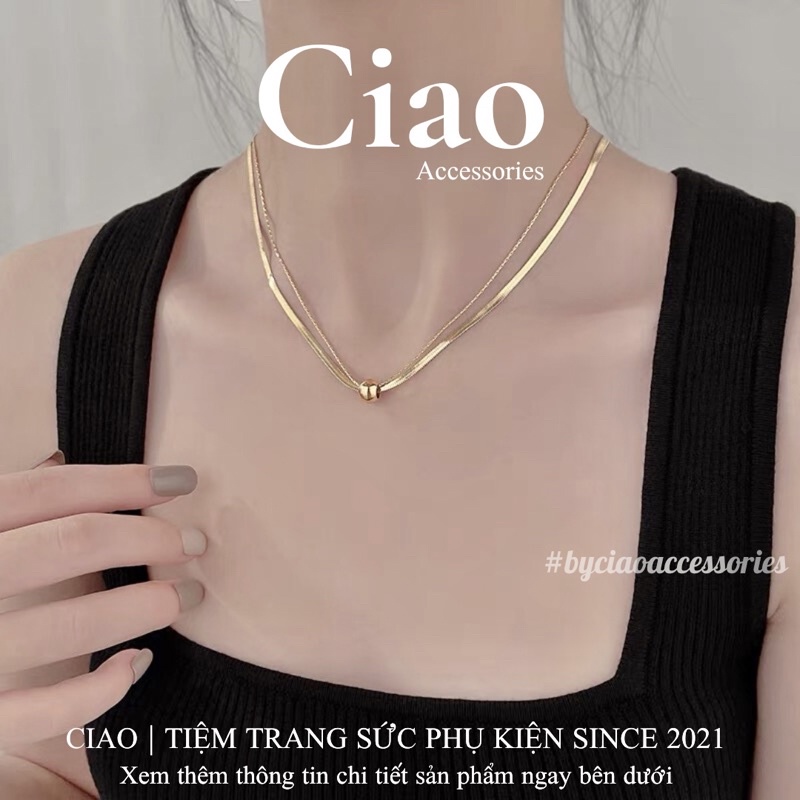 [HOẢ TỐC 1H] Dây chuyền/ Vòng cổ titan không gỉ thiết kế dây 2 lớp đính charm trendy Aster Ciao