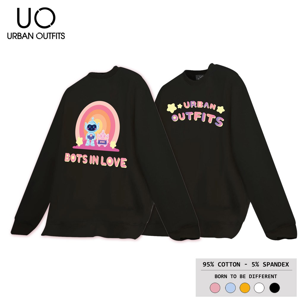 Áo Sweater Form Rộng Nữ Nam URBAN OUTFITS In BOTS IN LOVE SWO28 Thun Cotton Nỉ 4 Chiều Local Brand