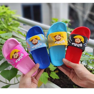 Dép quai ngang, dép lê siêu nhẹ cho bé trai bé gái đế mềm hình Monkey ăn vặt cute