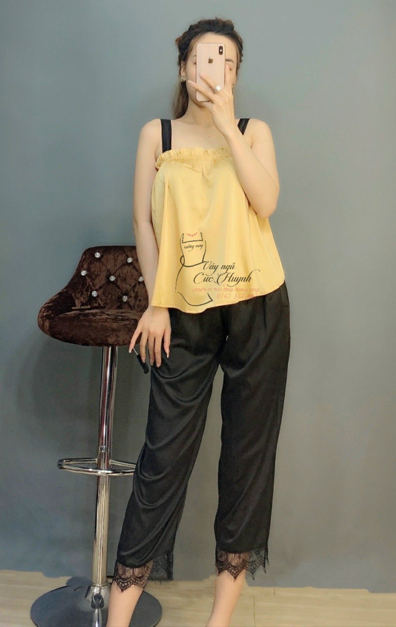 [Ảnh thật - Chất Đẹp] Bộ ngủ dễ thương [FreeShip] Bộ ngủ lụa cao cấp kèm quần dài phối ren mi siêu xinh - CÚC HUỲNH | BigBuy360 - bigbuy360.vn