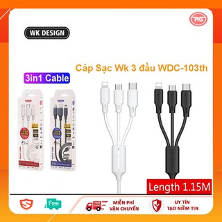Cáp Sạc 3 Đầu Remax WDC-103th - Hàng Chính Hãng