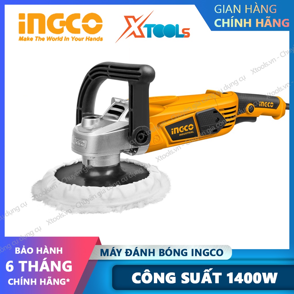 Máy đánh bóng cầm tay INGCO AP14008 1400W máy đánh bóng ô tô, xe máy có đế cầm, tặng kèm 1 miếng bông đánh bóng