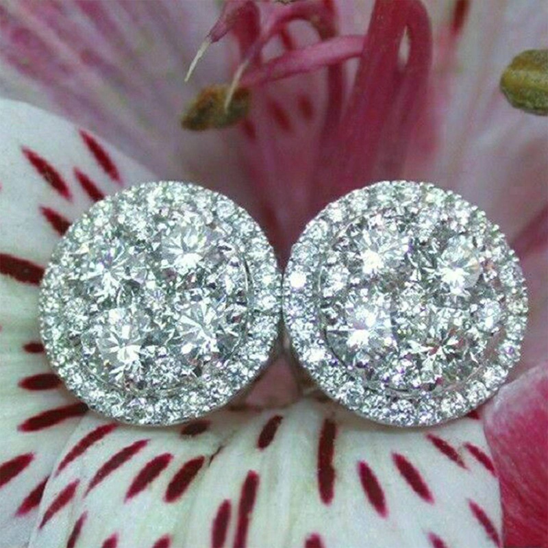 Khuyên Tai Nữ Trang Dáng Tròn Đính Đá Lấp Lánh