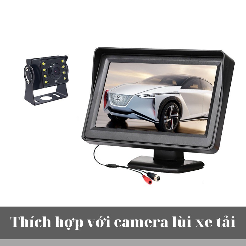 Màn hình 4.3 inch hiển thị hình ảnh của camera lùi, camera cập lề cho xe tải, xe con. Nội thất ô tô Donmic.