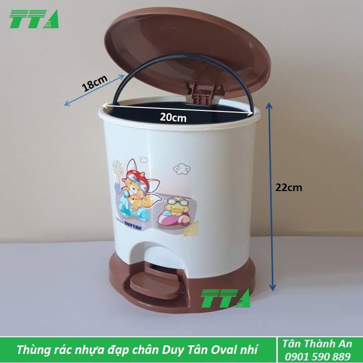 Thùng rác nhựa Duy Tân đạp chân oval cỡ nhí