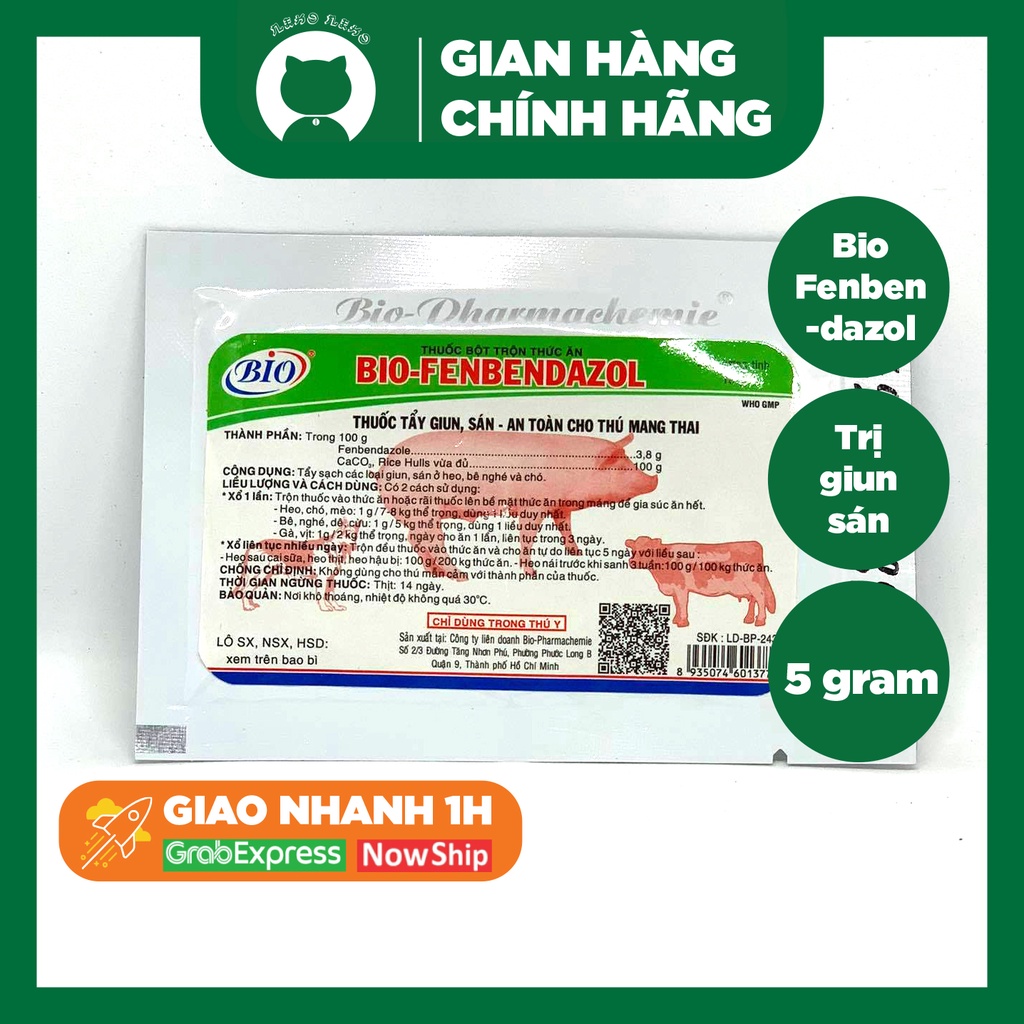 Bio Fenbendazole hỗ trợ giun -sán chó mèo hiệu quả gói 10g