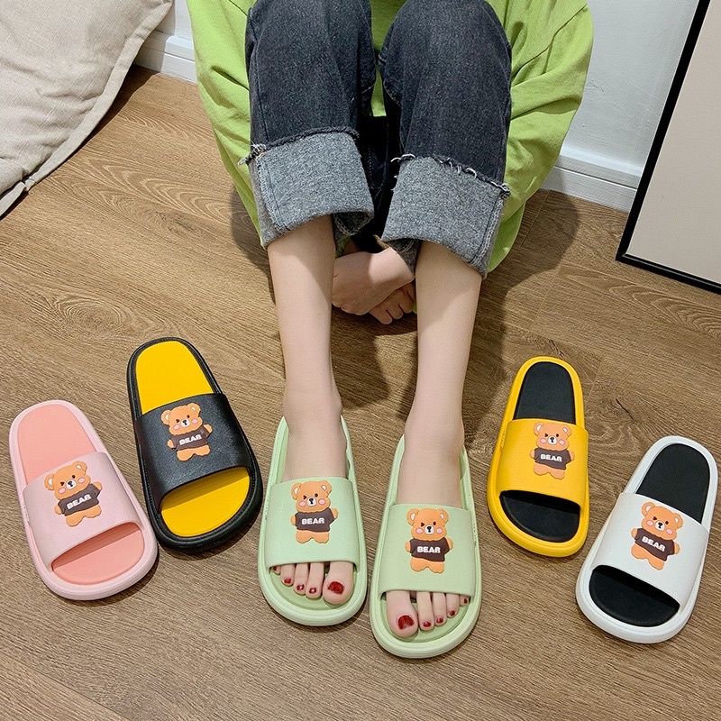 Dép Quai Ngang Nam Nữ hình Gấu BEAR [HÀNG LOẠI 1] đúc nguyên khối, siêu cute, mềm êm Hot trend hè 2021