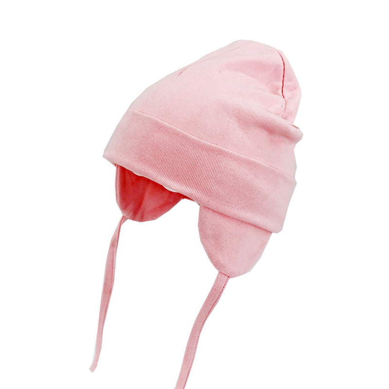 Mũ Trùm Tai Giữ Ấm Bằng Cotton Mềm Màu Trơn Thời Trang Thu Đông Cho Bé