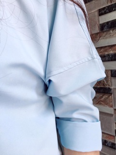 Áo Sơ mi oversize tay dài xanh
