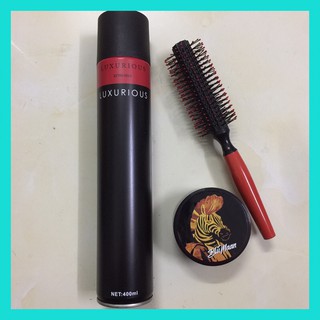 Sáp Vuốt Tóc✅FREESHIP✅ Gôm Xịt Tóc LUXURIOUS + Sáp Vuốt Tóc Nam BluMaan Cavalier Heavy Clay  + Lược Tạo Kiểu