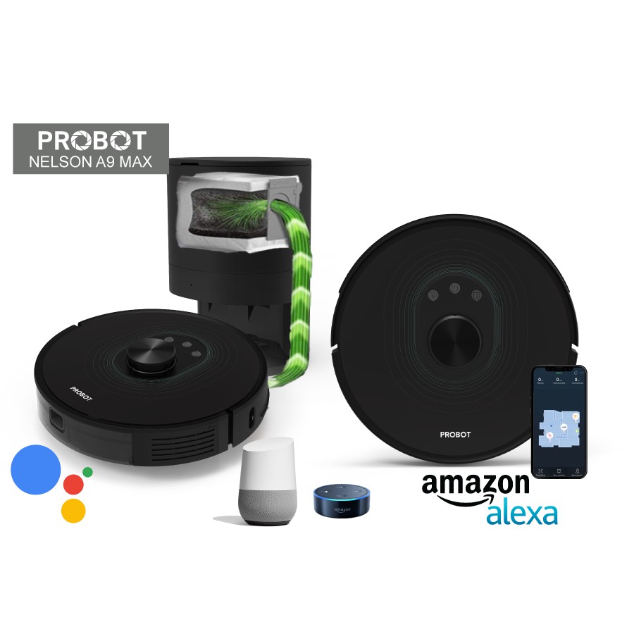 Probot Nelson A9 MAX, Robot hút bụi lau nhà thông minh  tự đổ rác Lực Hút Mạnh Nhất 30000pa ...