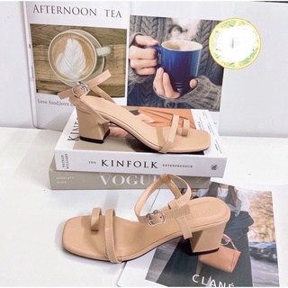 Giày SANDAL gót 5 phân Xỏ ngón phối quai ngang