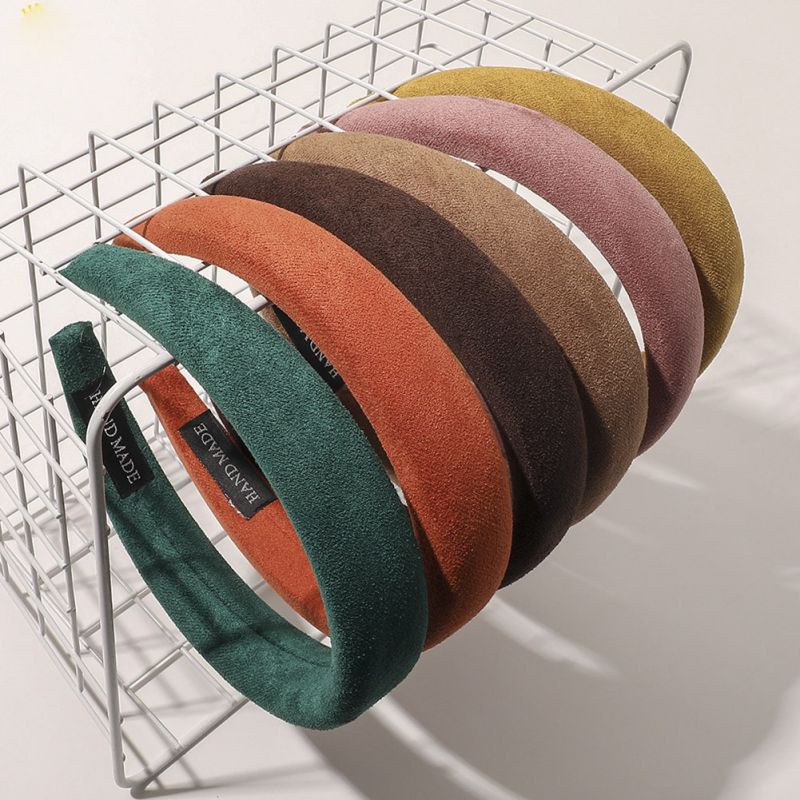 Băng Đô Cài Tóc Bản Rộng Màu Trơn Phong Cách Cổ Điển Thời Trang Cho Nữ