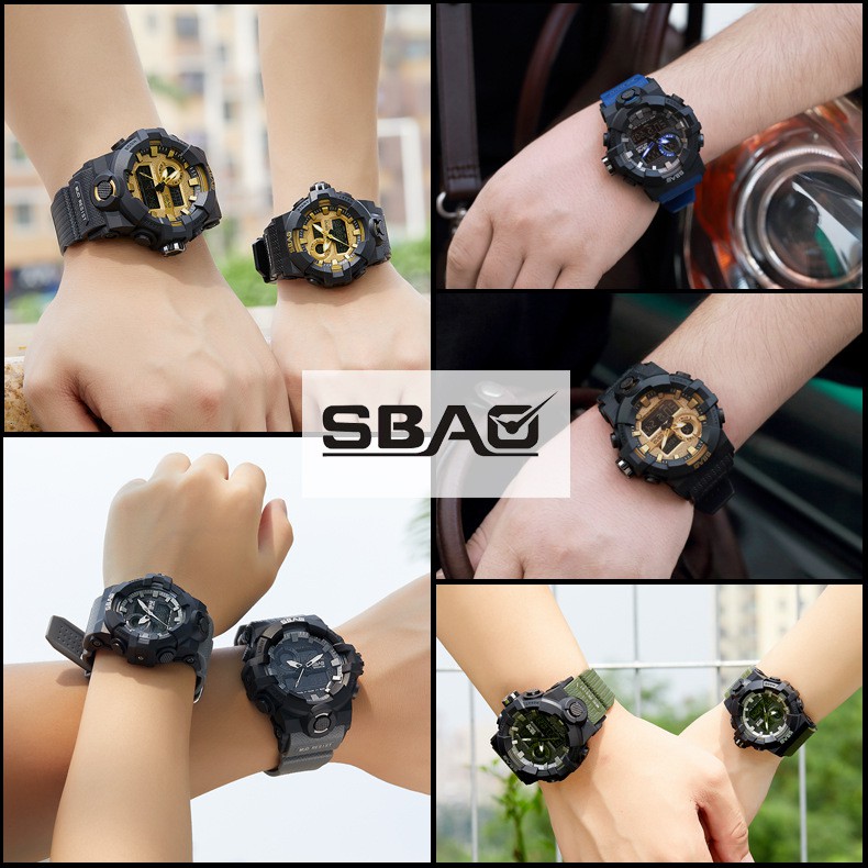 Đồng Hồ Nữ SBAO USA Sports 2 Máy Kim và Điện Tử Mạnh Mẽ Dây Silicone Bền Chắc S8018