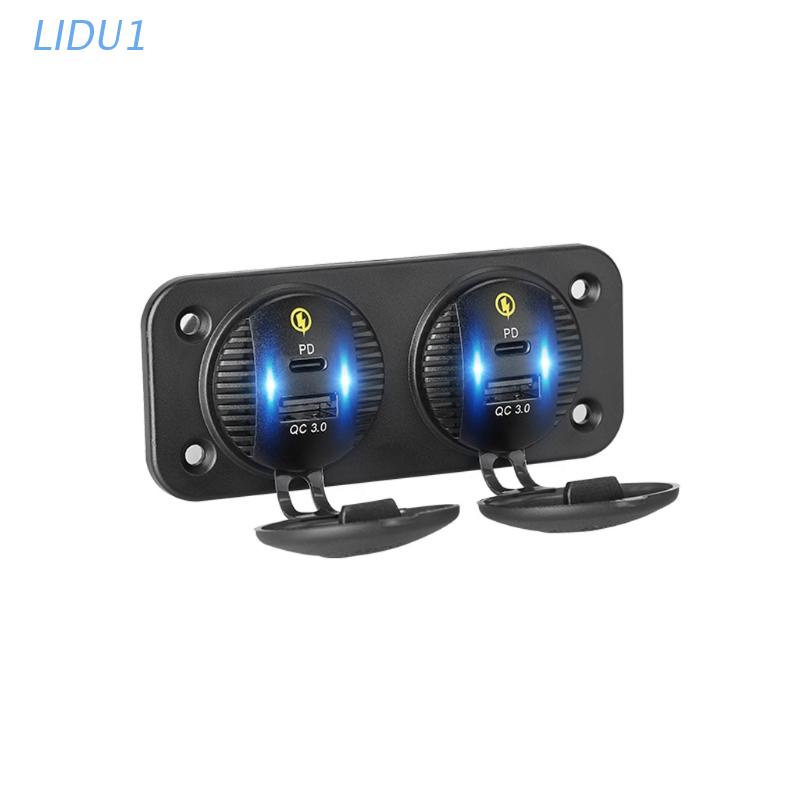 Củ sạc LIDU1 4 cổng USB-C 12V/24V hai QC3.0 USB 18W chống thấm nước cho xe hơi/xe tải/tàu thuyền