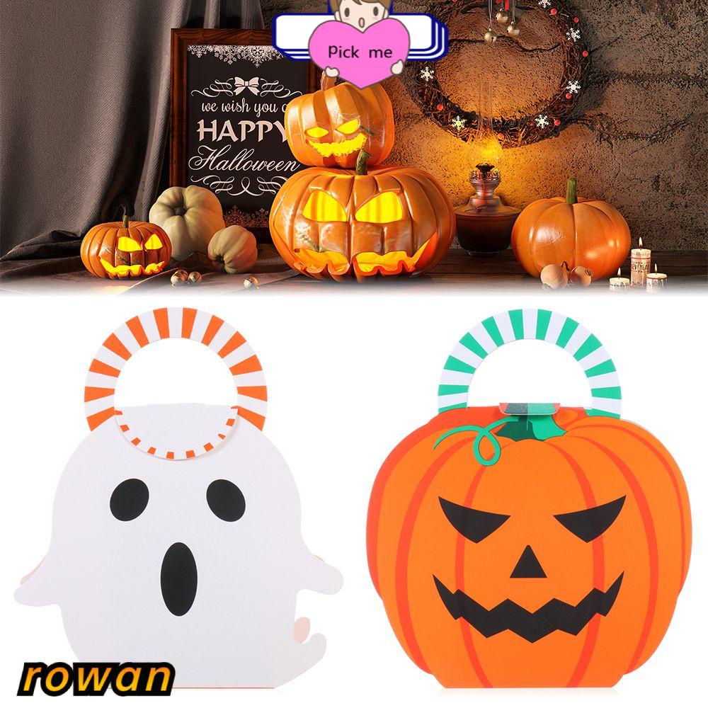 ROW 1Pcs Ghost Cookie Package Home Decor Snack Food Packing Halloween Candy Box Halloween Party Decoration Pumpkin Gift Box Party Supplies Folding