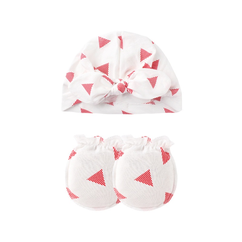 Set Găng Tay + Mũ Cotton Bảo Vệ Chống Trầy Xước Dành Cho Bé Sơ Sinh
