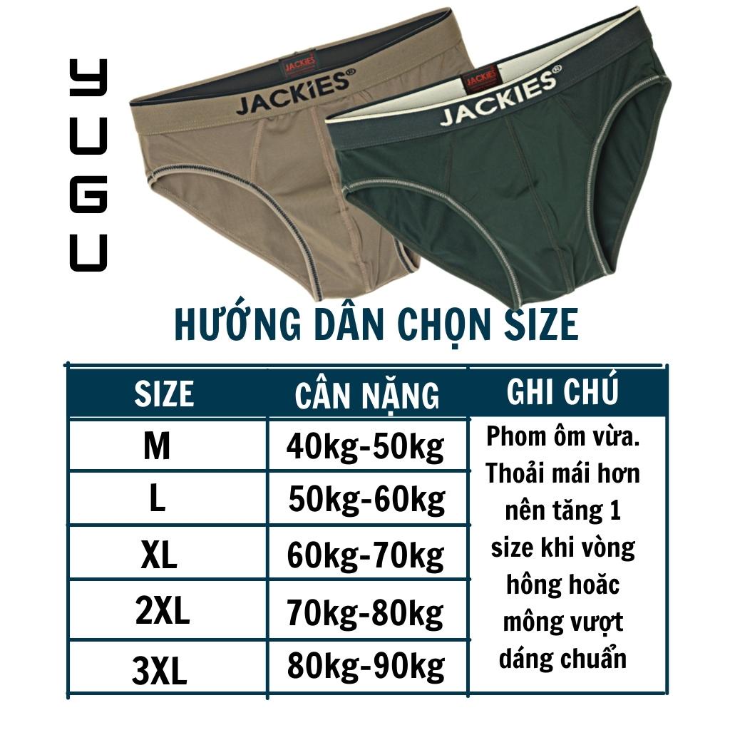 Quần sịp nam cao cấp thun lạnh JACKIES H02 -YUGU quần lót nam tam giác lạnh chính hãng Việt nam 40-90kg,1 chiếc, che tên