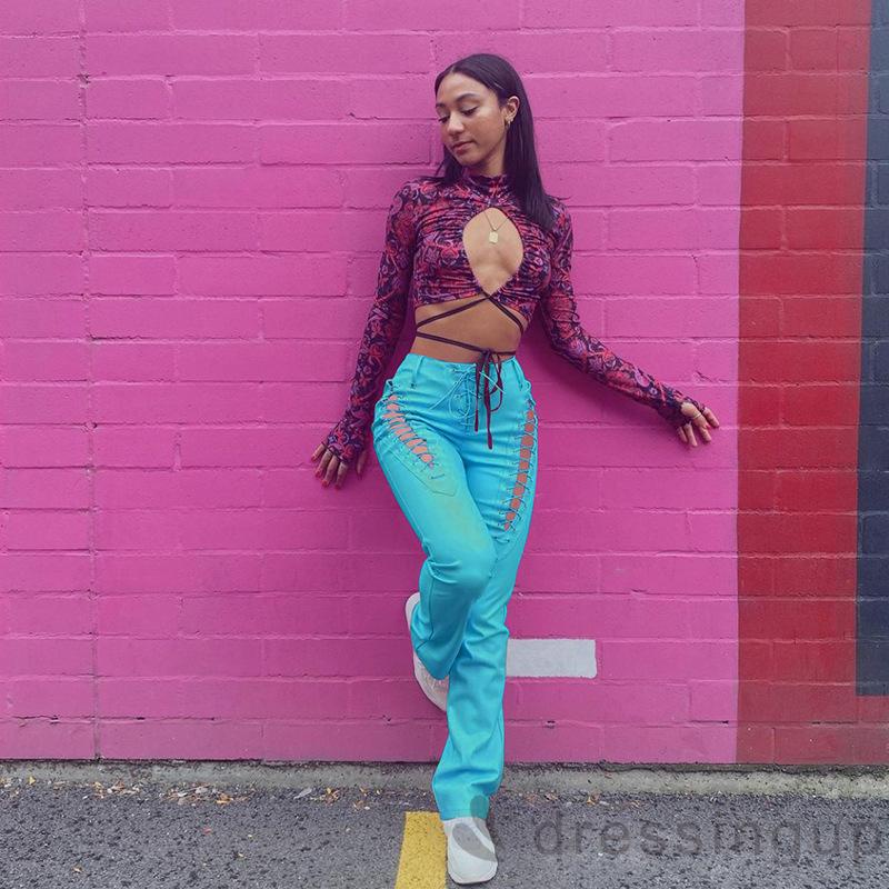 Quần da lưng cao dáng ôm màu trơn thời trang sành điệu cho nữ