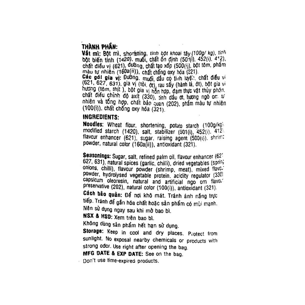 Mì ăn liền Miliket Hai tôm hương vị tôm chua cay 80gX30