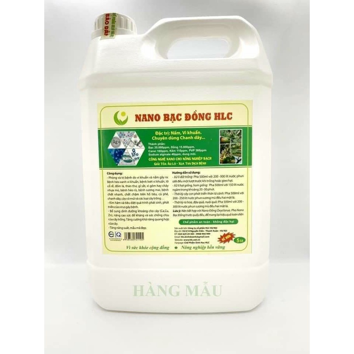 NANO BẠC ĐỒNG 5 LIT - PHÒNG VÀ TRỊ VI KHUẨN, NẤM BỆNH HẠI CÂY TRỒNG, DỪNG BỆNH SAU 1 LẦN PHUN, HOÀN TOÀN AN TOÀN