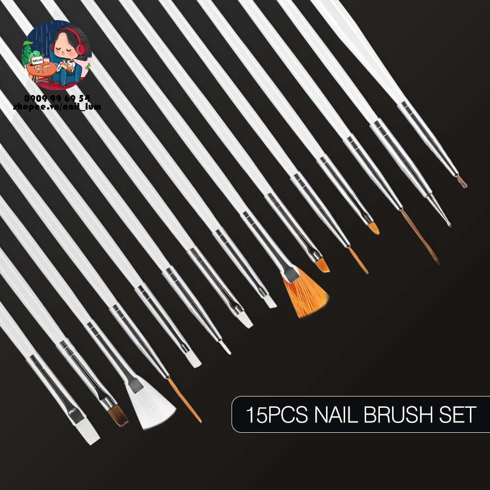 [Video Thưc Tế] Set 15 Cọ Vẽ Nail - Trang Trí Móng Chuyên Dụng