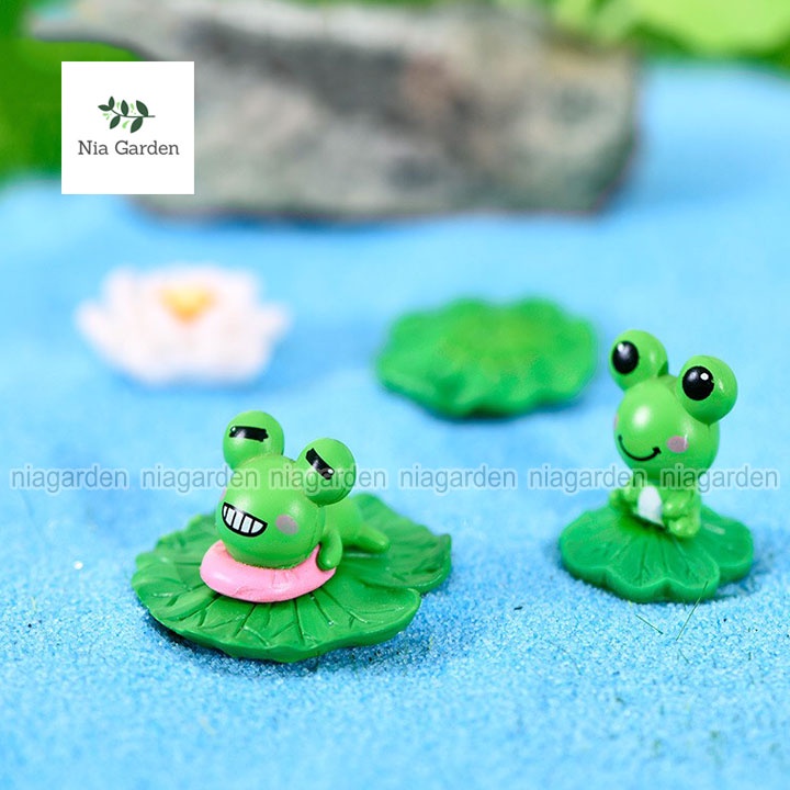 Mô hình trang trí hồ cá hoa sen cá koi tiểu cảnh mini decor chậu cây vườn terrarium Nia Garden N5