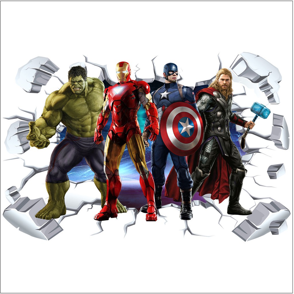 Decal dán tường Avengers 4 ⚡ FREESHIP ⚡ decal siêu anh hùng biệt đội báo thù AmyShop