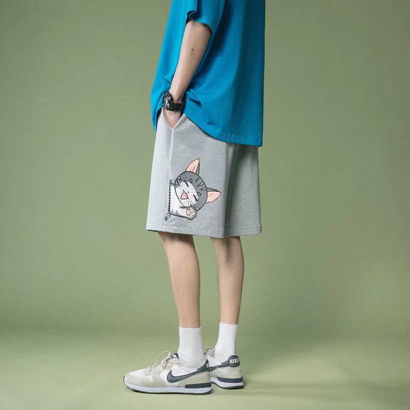 Quần Short Thể Thao Nam In Họa Tiết Hoạt Hình Phong Cách Hip Hop Nhật Bản Cỡ Lớn size M-8XL