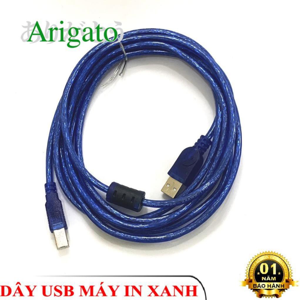 Dây USB Máy In 1.5m 3m 5m Xanh  ARIGATO Đảm Bảo Chất Lượng