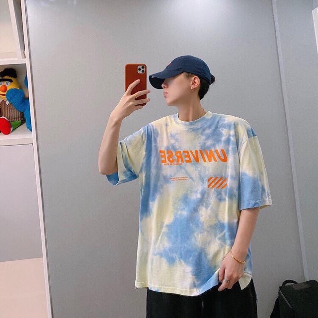 Áo thun tay lỡ unisex loang màu UNIVERSE