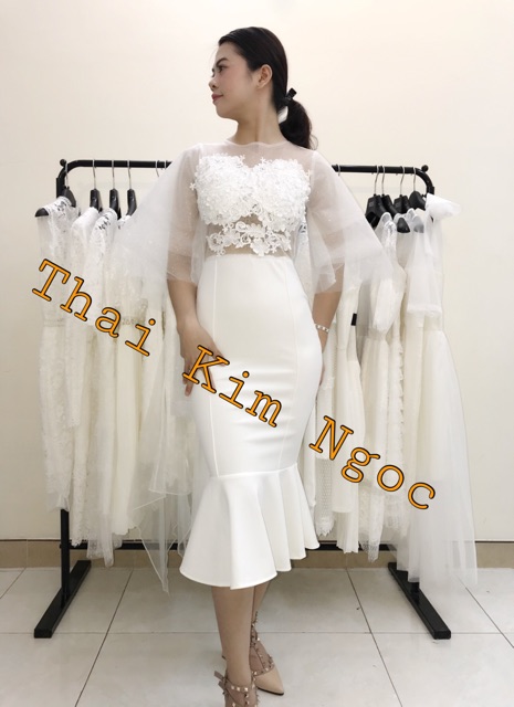 Đầm dự tiệc đuôi cá tay loe sang trọng ẢNH THẬT | BigBuy360 - bigbuy360.vn