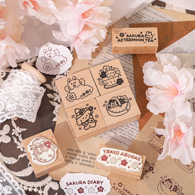 Con Dấu Gỗ Cao Su In Hình Hoa Anh Đào Kiểu Vintage Trang Trí Sổ Tay/Nhật Ký Diy