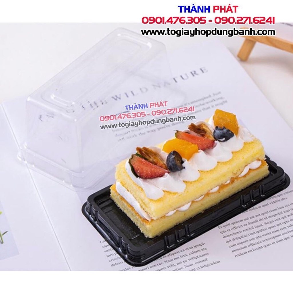 100 Hộp B032 đựng bánh bông lan cuộn nhỏ vừa, trung thu, rau câu