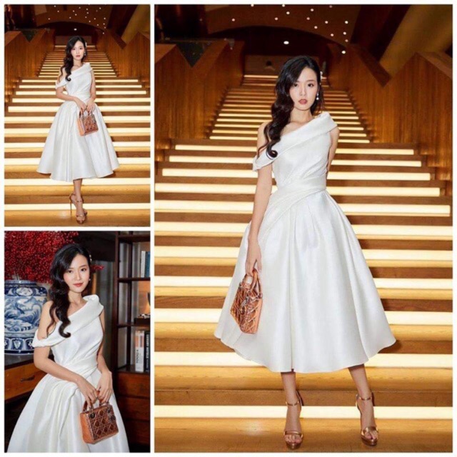 KÈM ẢNH/VIDEO THẬT - Đầm xoè lệch vai bèo xéo eo SIÊU XINH -MS184V- Size M/L đến 57kg | BigBuy360 - bigbuy360.vn