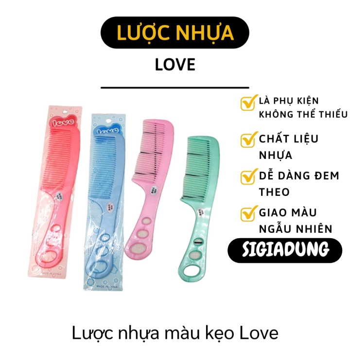 [SGD] Lược Chải Tóc - Lược Nhựa Răng Thưa Màu Kẹo Love Giá Rẻ 8424