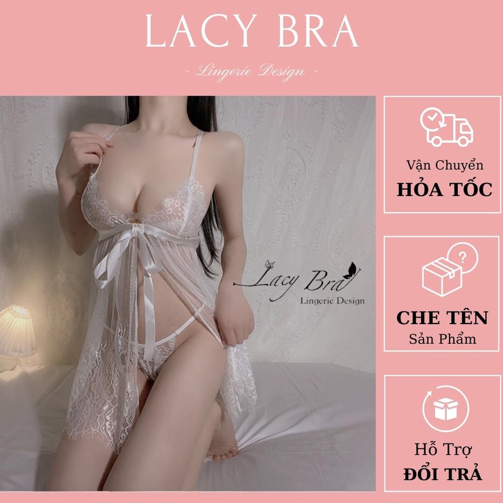 Váy Ngủ Voan Mỏng Kèm Chip Xuyên Thấu Gợi Cảm Lacy Bra - V26