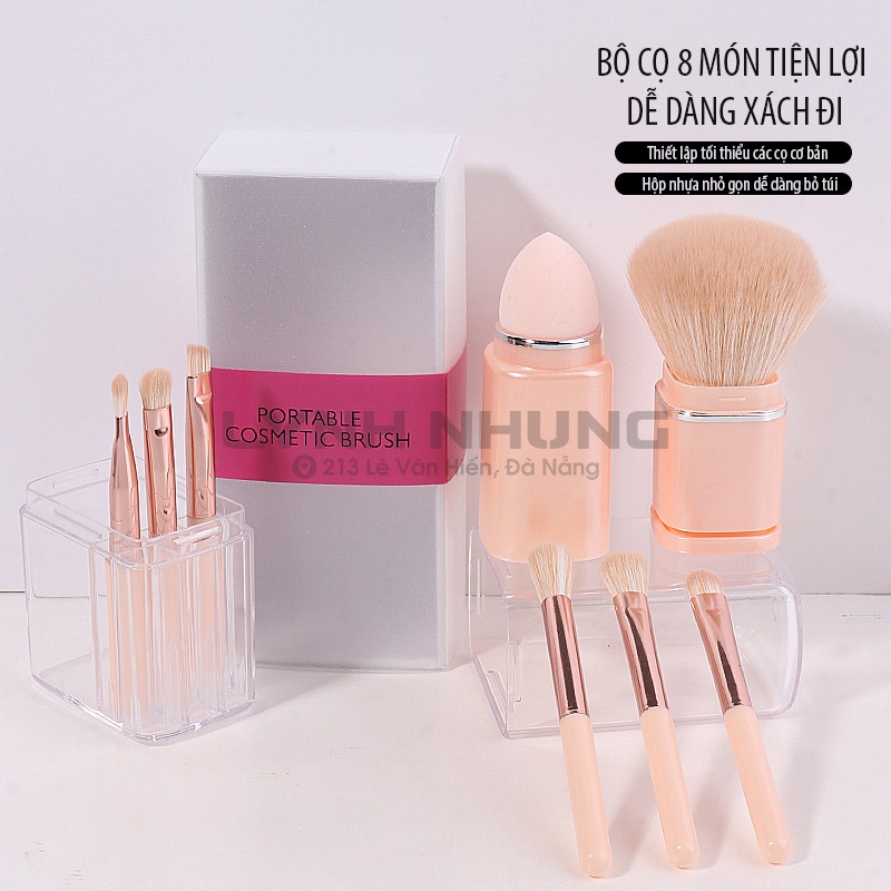 Bọ cọ trang điểm 8 món có thể thu gọn mini tiện lợi mang theo mình