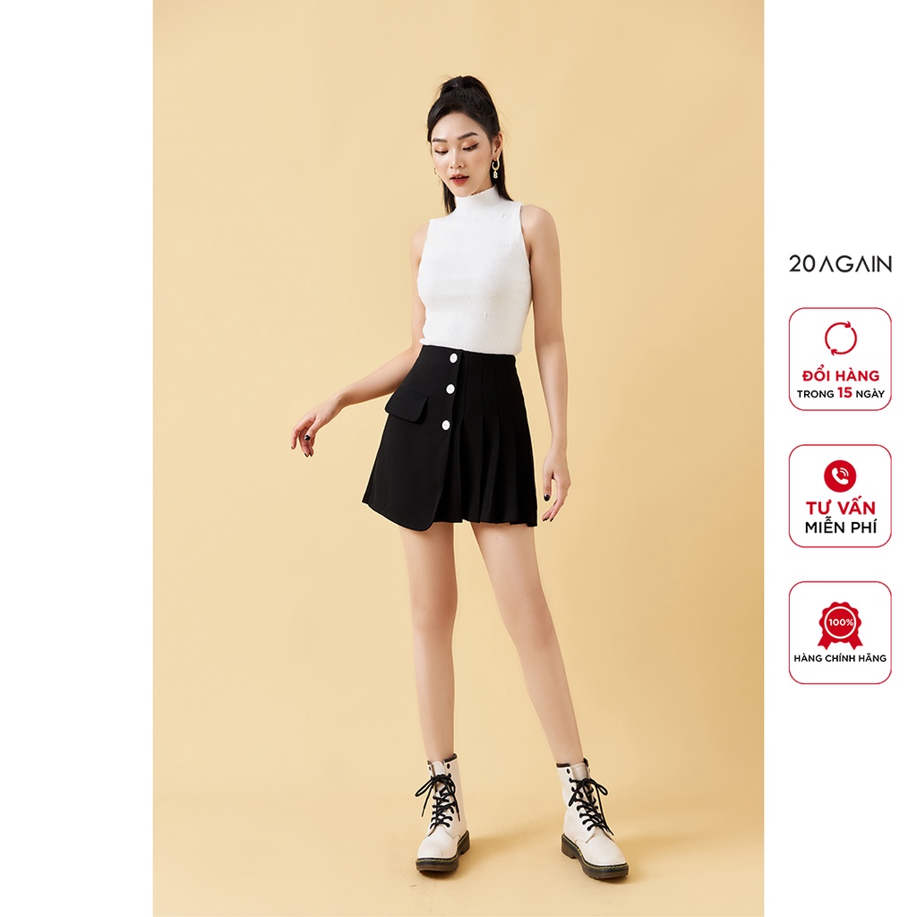 [Mã WABR20AG15 giảm 10% đơn 99K] Chân váy chữ A xếp ly một bên 20AGAIN, thiết kế trẻ trung, hiện đại JBA2108 | BigBuy360 - bigbuy360.vn