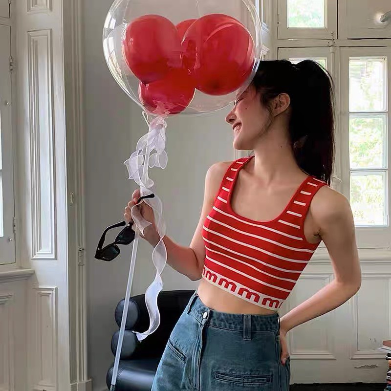 Áo ba lỗ kẻ sọc ngang Forgirl áo crotop cá tính