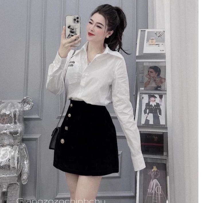 [Mã FAMARAL1 giảm 10K đơn 50K] Áo sơ mi nữ trắng dài tay form rộng miumiu 1 màu