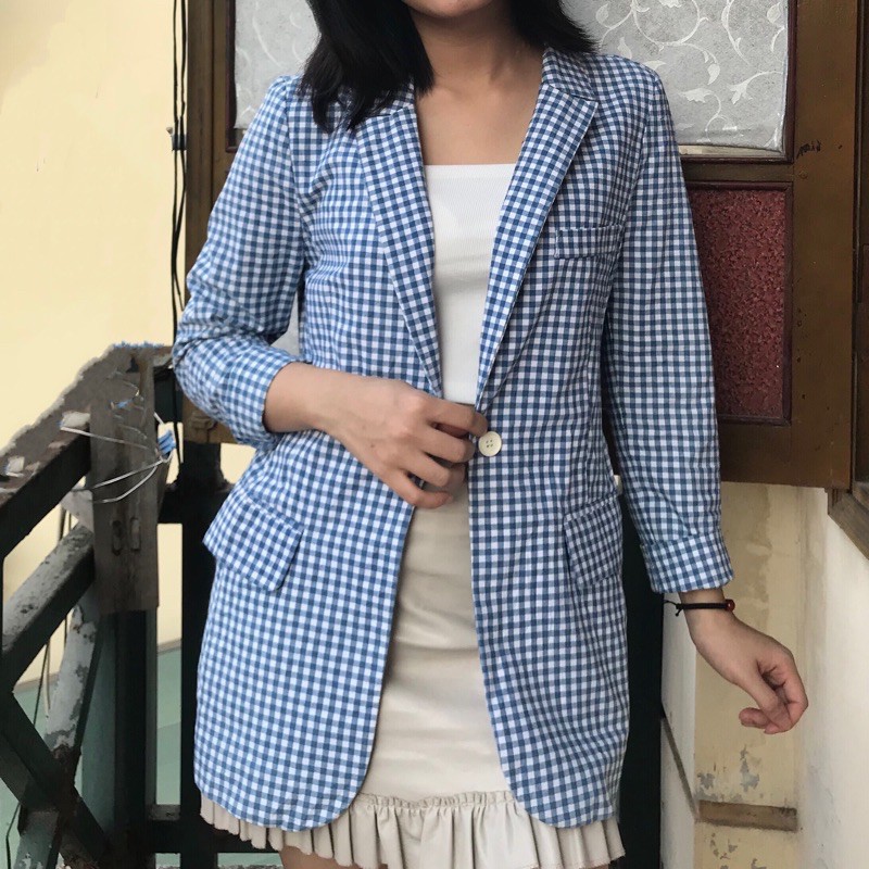 [KE03]Blazer kẻ xanh