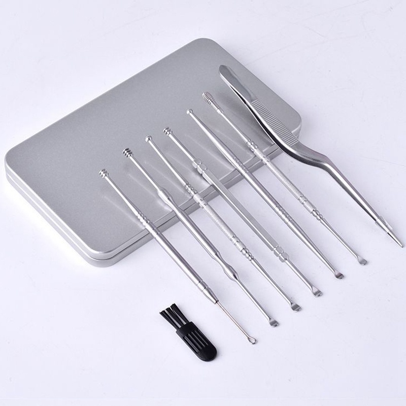 [Hàng mới về] Set 7 dụng cụ lấy ráy tai bằng thép không gỉ tiện dụng kèm hộp đựng