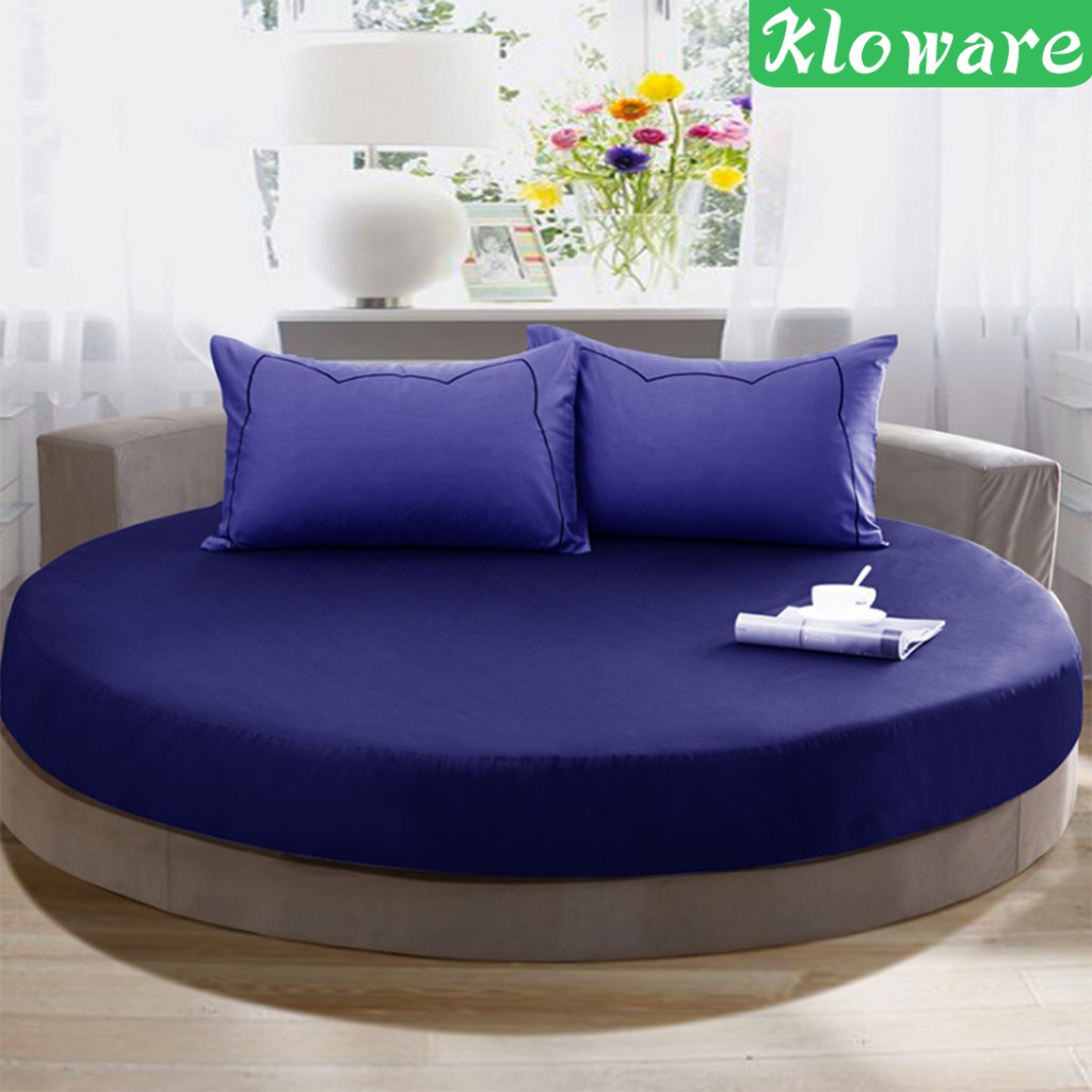 Ga Trải Giường Tròn Chất Liệu Cotton Màu Trắng Kích Thước 200x200cm