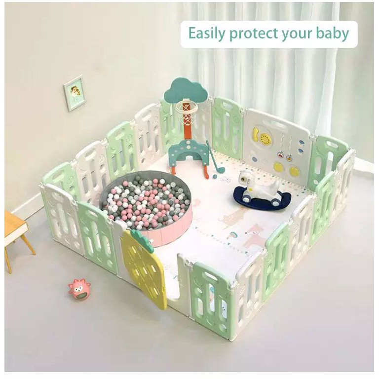 Quây nhựa gấp gọn dứa cute, quây cũi cho bé, Bộ Quây nhựa cho bé cao cấp Bin Bon