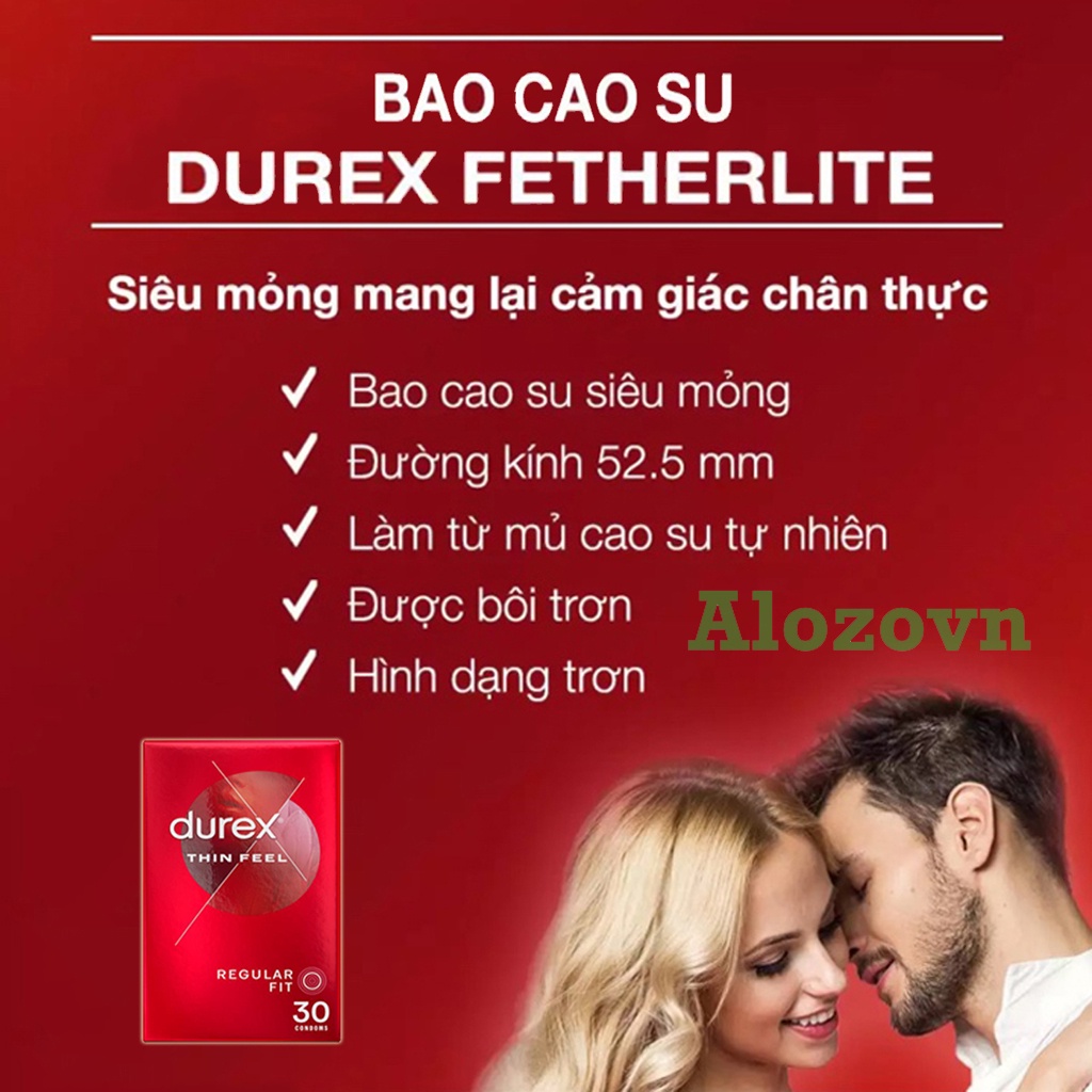 Bao Cao Su Durex Fetherlite của Úc siêu mỏng hộp 30 chiếc