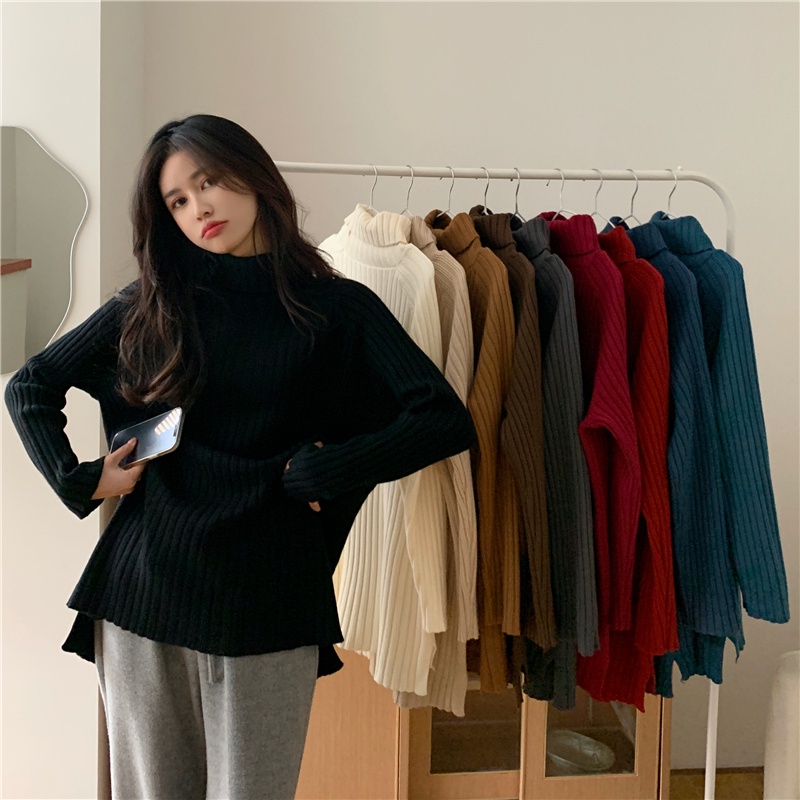 Áo len tay dài cổ cao dáng rộng thời trang cho nữ 46946