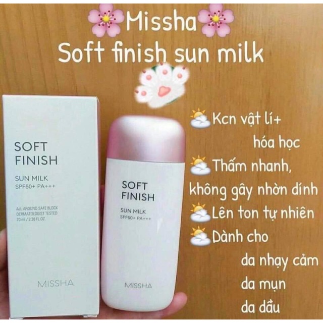 Kem chống nắng Missha Soft Finish Sun Milk